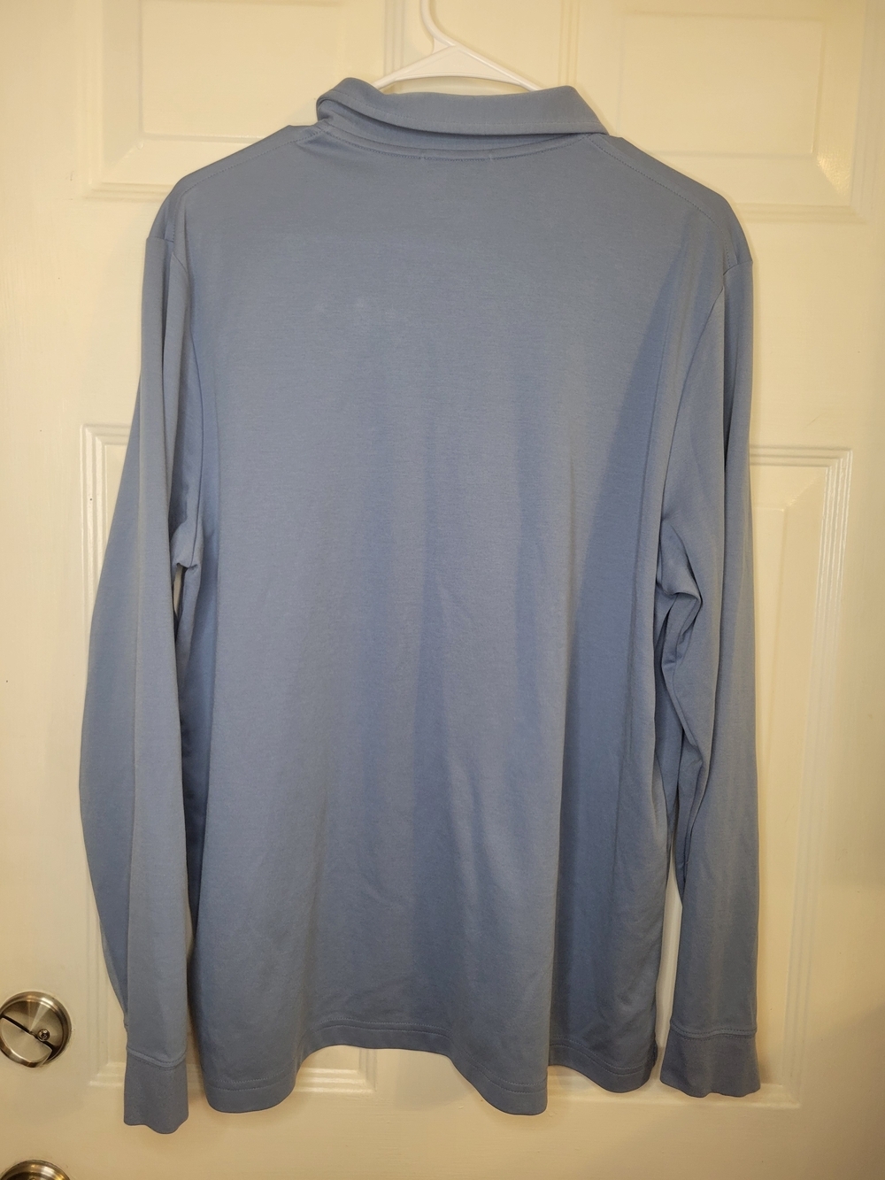 LL Bean Polo Shirt Rugby Slightly Fitted Blue Long Sleeve Men Large Regular - Picture 7 of 8